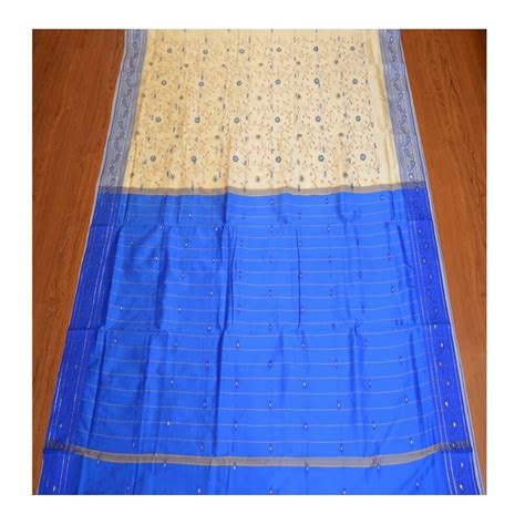 White And Blue South Silk Designer Saree 6 M With Blouse Piece Rs 1575 Each Id 21209600091