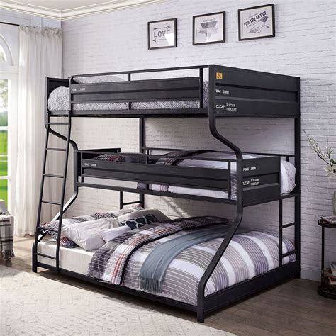 Lodida Full Over Twin Over Queen Triple Decker Bunk Bed By Furniture Of