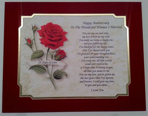 25th Wedding Anniversary T Love Poem For Wifehusband Ebay