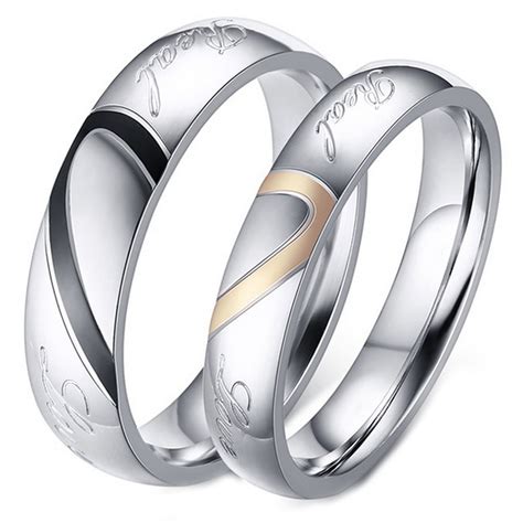 His And Her Real Love Promise Ring Couple S Matching Heart Wedding