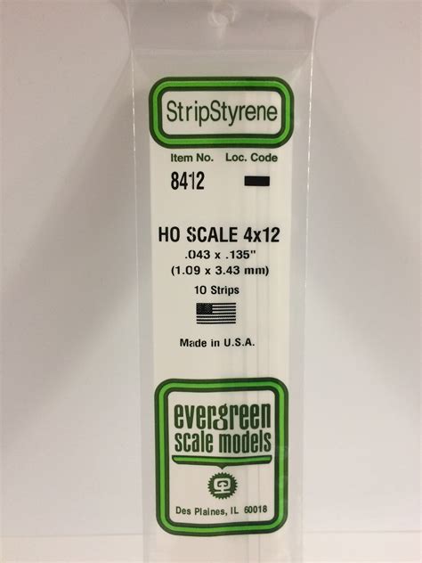 8412 043 X 135 11mm X 34mm Opaque White Polystyrene Ho Scale Evergreen Scale Models