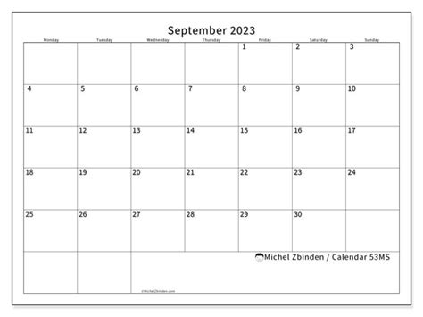 September 2023 Printable Calendar “501ms” Michel Zbinden Ie