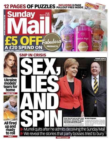 Sunday Mail Front Page Th Of March Tomorrow S Papers Today