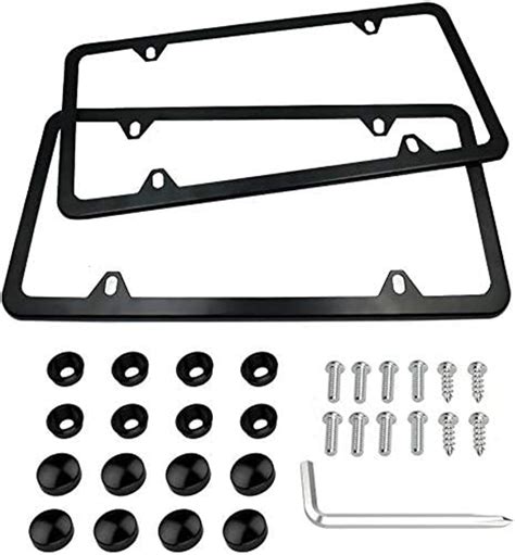 licenses plate covers aluminum license plates frames with screw caps 2 pcs 4 holes