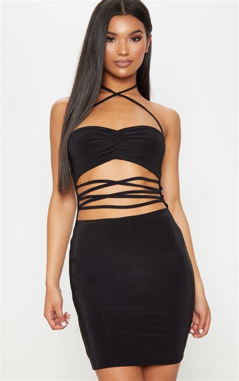 Black Strappy Detail Cut Out Bodycon Dress Prettylittlething