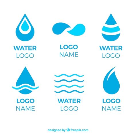 Water Logos Collection For Companies In Flat Style Free Vector