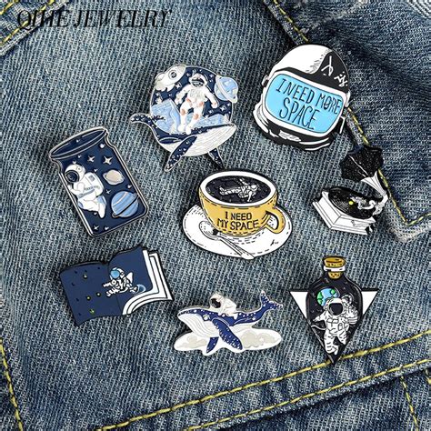 I Need My Space Pin Collection Astronaut Brooch Planet Starry Sky