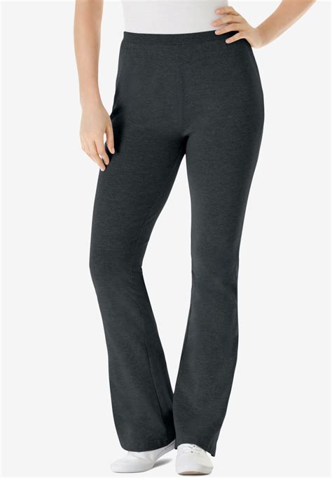 Stretch Cotton Bootcut Yoga Pant Plus Size Pants Woman Within