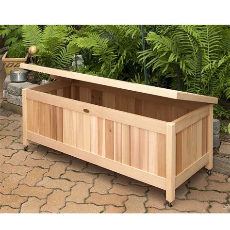The rolling pool storage organizer bin was manufactured with durability in mind. Outdoor Cedar Storage Box! Great for toys, gardening ...