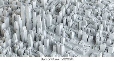 3d Abstract City Rendered Long Focal Stock Illustration 1235475643