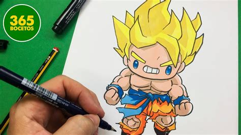 Como Dibujar A Goku Super Saiyan Kawaii Dragon Ball Challenge Youtube