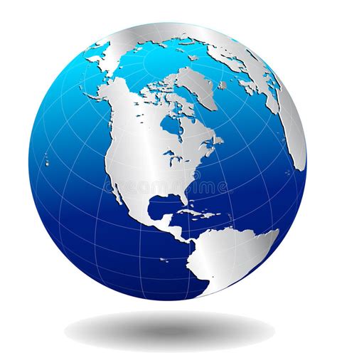 Shiny Blue Globe Facing North America Stock Illustration Illustration