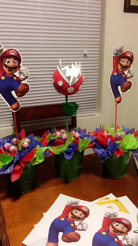 Mario Bros Center Pieces Fiesta Inspirada En Super Mario Decoracion