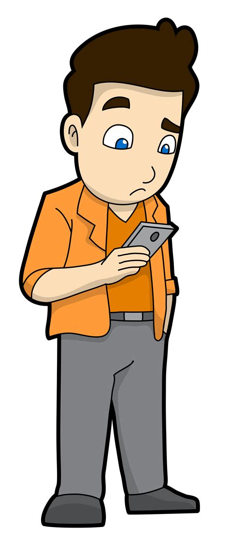 Filecartoon Man Reading A Sad Message On His Phonesvg