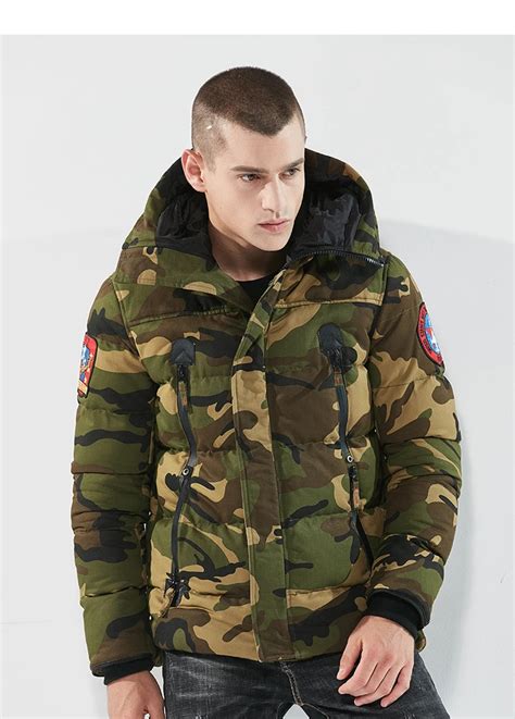 2019 Winter Mens Camo Jackets Extended Warm Parka Male Cotton Lined