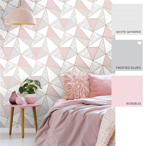 Zara Marble Metallic Wallpaper In Soft Pink And Rose Gold Decoração