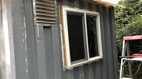 Poor Mans Shipping Container Window Install No Weld Youtube
