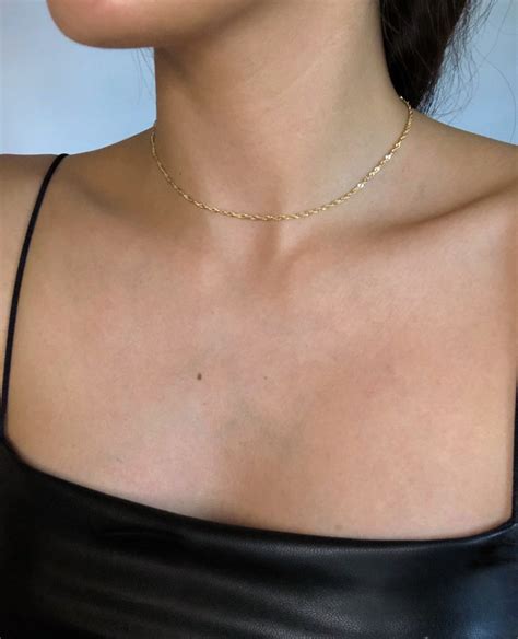 Dainty Gold Choker 18K Gold Plated Jewelry Thin Simple Gold Etsy
