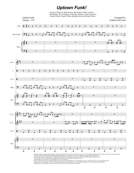 Uptown Funk For Saxophone Quartet By Digital Sheet Music For Piano