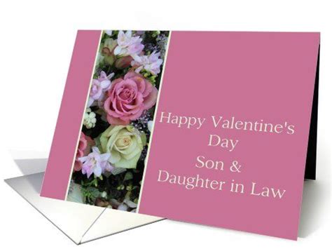 Son And Daughter In Law Happy Valentine S Day Pink And White Roses Card Happy Valentines Day