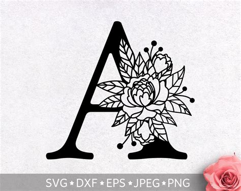 Floral Alphabet Letter A Svg Flower Monogram Clip Art Etsy My Xxx Hot