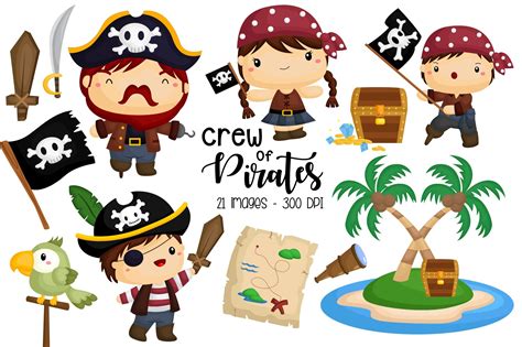 Pirate Crew Clipart Cute Kids Creative Market