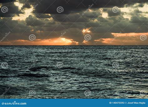 Sunset Over The Atlantic Ocean Stock Image Image Of Dawn Nature