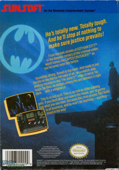 Batman The Video Game 1989 Nes Box Cover Art Mobygames Video