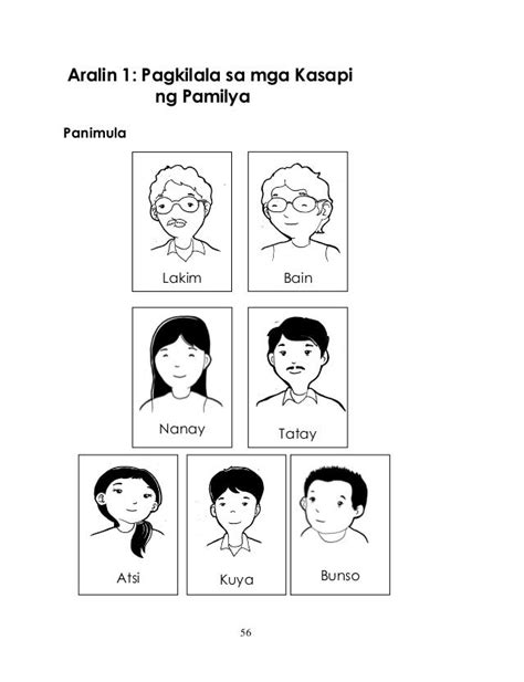 Mga Kasapi Ng Pamilya Worksheets For Grade 1