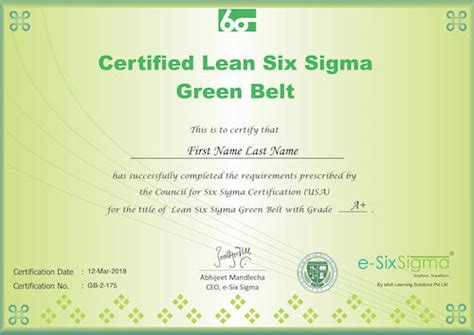 Lean Six Sigma Green Belt Training And Certification Course