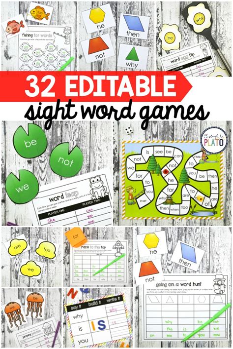 32 Editable Sight Word Games Playdough To Plato