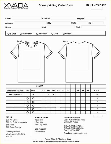 Picture Order Form Template Free Of Sample T Shirt Order Form Template