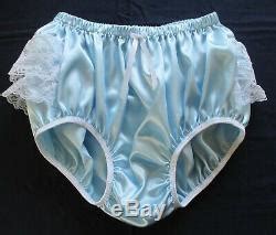 Adult Sissy Baby Pc Baby Blue Satin Shorty Dress Top And Lacey Rhumba Panties