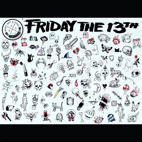Here We Go Our Friday The 13th Flash Beginning At 1pm All Tattoos On