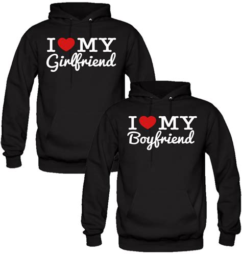 I Love My Boyfriend And Girlfriend Love Designed Couple Hoodie