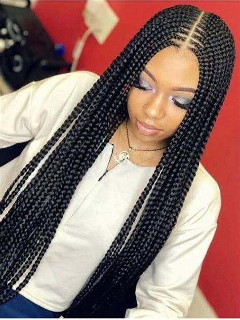 Box Braids With Middle Part Middlepart Boxbraids Protectivestyles