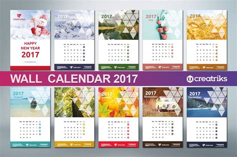 Wall Calendar 2017 V017 Presentation Templates Creative Market