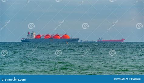 Cargo Ships Carrying Lng At The Baltic Sea Stock Image Image Of