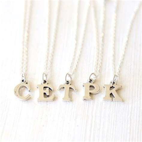Items Similar To Custom Large Sterling Silver Initial Pendant Necklace Bridesmaids Jewelry On