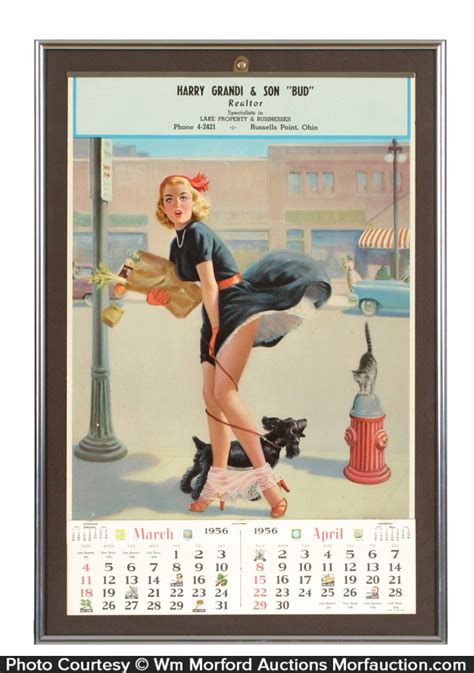 Antique Advertising 1956 Pin Up Calendar • Antique