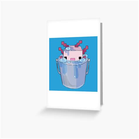 Cute Axolotl Bucket Minecraft Concept Art Greeting Card By Panda
