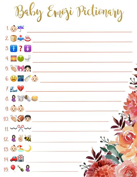 Baby Shower Emoji Pictionary Guessing Game With Answers Ph