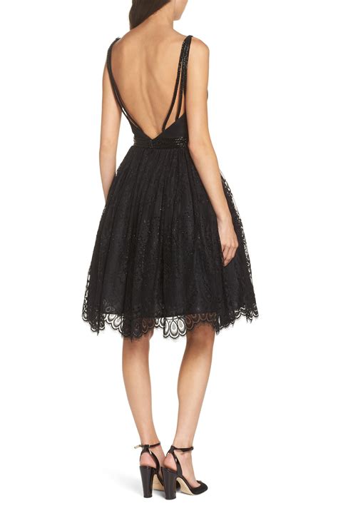 Mac Duggal Lace Fit And Flare Cocktail Dress In Black Lyst