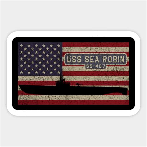 Sea Robin Ss 407 Ww2 Balao Class Submarine Vintage Usa American Flag