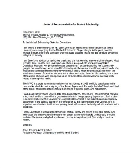 Scholarship Recommendation Letter Free Sample Example Format
