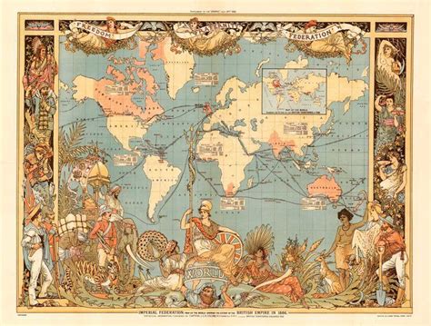 British Empire 1886 World Map Wall Art Old World Maps Antique World Map