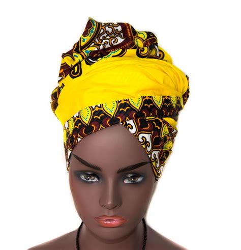 African Head Wraps For Women African Fabric Yellow Dashiki Head Wrap