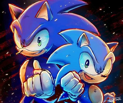 Modern Sonic And Classic Sonic Sonic The Hedgehog Classic Sonic Sonic