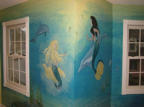 Mermaid Theme Room Painted On Walls For Girls Room Mermaid Wall