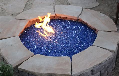 Sparkling Cobalt Blue Reflective Glass Glass Fire Pit Fire Pit Uses Outdoor Fire Pit